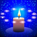 Night sky candle and circle sign zodiac Royalty Free Stock Photo