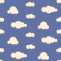 Night sky clouds seamless vector pattern. Royalty Free Stock Photo