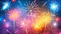 Night Sky with Colorful Explosive Fireworks. This is AI generative image.