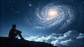 Night Sky Contemplation Man, Galaxy, Cloudscape Royalty Free Stock Photo
