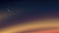 Night Sky with Crescent Moon and Stars Shining,Landscape Dramatic Dark Blue, Purple and OrangeSky, Beautiful Dusk Sky and Twilight Royalty Free Stock Photo