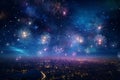 Night sky filled with sparkling fireworks