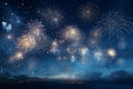 Night sky filled with sparkling fireworks