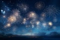Night sky filled with sparkling fireworks Royalty Free Stock Photo