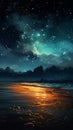 Night sky filled with stars over the ocean. Black Sky Background. Starry Night. Vertical orientation Royalty Free Stock Photo