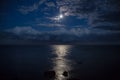 Night sky with full moon , beautiful clouds. Royalty Free Stock Photo