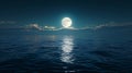 Night sky with full moon with beautiful clouds and reflection in sea landscape AI generated Royalty Free Stock Photo