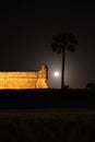 Night Sky and Full Moon over Castillo de San Marco Tower Oldest Fort Royalty Free Stock Photo