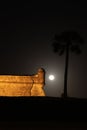 Night Sky and Full Moon over Castillo de San Marco Tower Oldest Fort Royalty Free Stock Photo