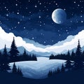 a night sky with a full moon over a lake and trees Royalty Free Stock Photo