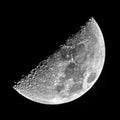 Night sky and half moon details observing over telescope Royalty Free Stock Photo