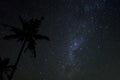 Night sky with lot of shiny stars during Nyepi night in Balian,