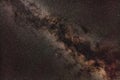 Night sky, many stars with milky way around Aquila and Sagitta constellation visible. Long exposure stacked photo Royalty Free Stock Photo