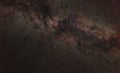 Night sky, many stars with milky way around Cygnus constellation, North America nebula visible. Long exposure stacked photo Royalty Free Stock Photo