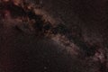 Night sky, many stars with milky way around Vulpecula and Cygnus constellation, Milky way galaxy with North America nebula visible Royalty Free Stock Photo