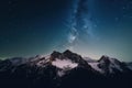 A night sky with the milky rising over a mountain range. Generative AI image. Royalty Free Stock Photo