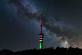 Night sky, the milky way behind the tv tower