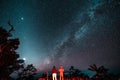 The night sky and the milky way in the forest Royalty Free Stock Photo