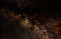 Night sky with milky way near Scutum constellation, purple Omega, Eagle, Lagoon and Trifid nebula visible. Long exposure Royalty Free Stock Photo