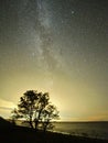 Milky way stars night sky Lyra constellation observing