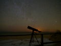 Universe stars observing in telescope