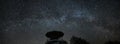 Night sky and milky way stars, Perseus and Cassiopeia constellation panorama