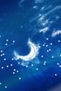 Night sky and moon: composition made of flour and candy stars Royalty Free Stock Photo