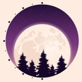 Night sky with moon with silhouettes of trees Royalty Free Stock Photo