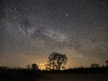 Night sky stars and milky way observing, Lyra constellation Royalty Free Stock Photo