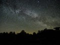 Night sky stars and milky way observing, lookout tower Perseus constellation Royalty Free Stock Photo