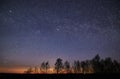 Night sky stars and milky way observing, PLeiades and Perseus constellation Royalty Free Stock Photo