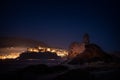 Night sky over Genoese tower and Calvi citadel in Corsica