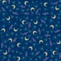 Night sky pattern with moon and stars Royalty Free Stock Photo