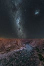 A night sky photograph with views of the river and mountains