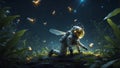 Night Sky\'s Firefly Odyssey. AI Generate