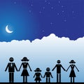 Night Sky Scene - Family Royalty Free Stock Photo