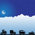 Night Sky Scene - Trucks Royalty Free Stock Photo