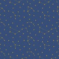 Night sky seamless pattern with stars in cartoon flat childish style on blue background. vector illustration of star Royalty Free Stock Photo