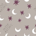 Night sky seamless pattern in vector shine bright lettering