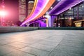 Night sky square road and city building scenery in Shanghai