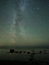 Night sky stars adn milky way vega star reflection