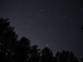 Night sky stars Auriga and Taurus constellation pleiades open star cluster