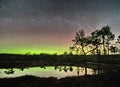 Night sky stars and Aurora polar lights