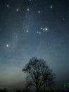 Night sky stars Cygnus and Lyra constellation clouds nightscape Royalty Free Stock Photo