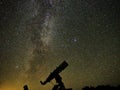 Night sky stars and Galaxies observing over telescope