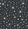 Night sky with stars, hand drawn vector seamless pattern Royalty Free Stock Photo