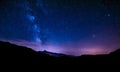 Night sky stars milky way blue purple sky, starry night Royalty Free Stock Photo