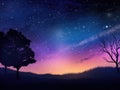Night sky stars milky way blue purple sky in starry night over mountains. Generative AI Royalty Free Stock Photo