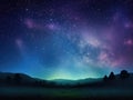 Night sky stars milky way blue purple sky in starry night over mountains. Generative AI Royalty Free Stock Photo