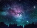 Night sky stars milky way blue purple sky in starry night over mountains. Generative AI Royalty Free Stock Photo